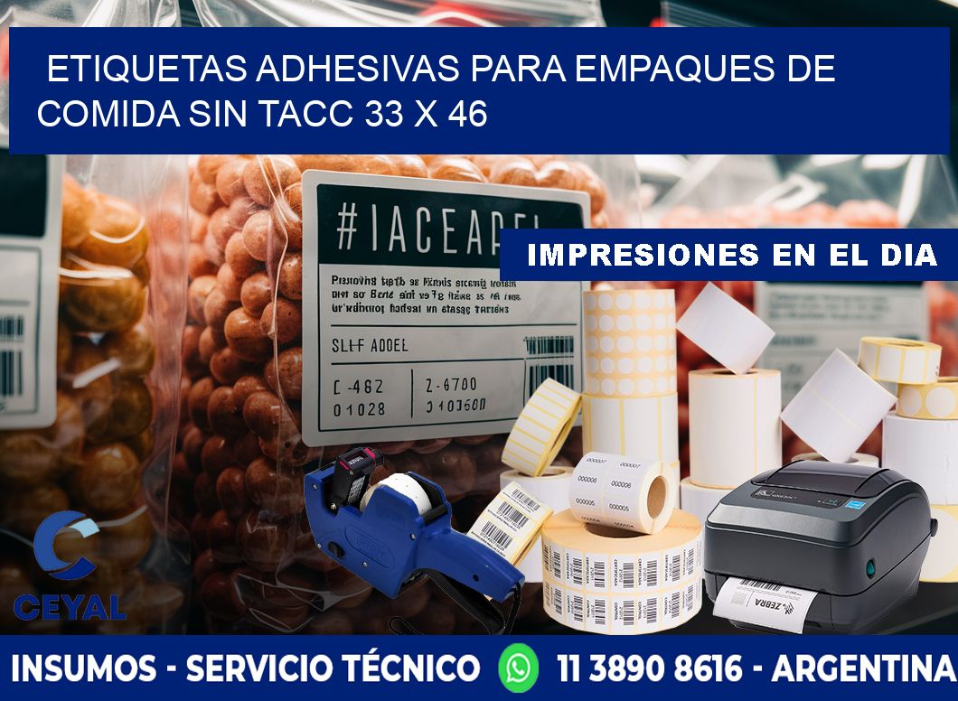 Etiquetas adhesivas para empaques de comida sin TACC 33 x 46