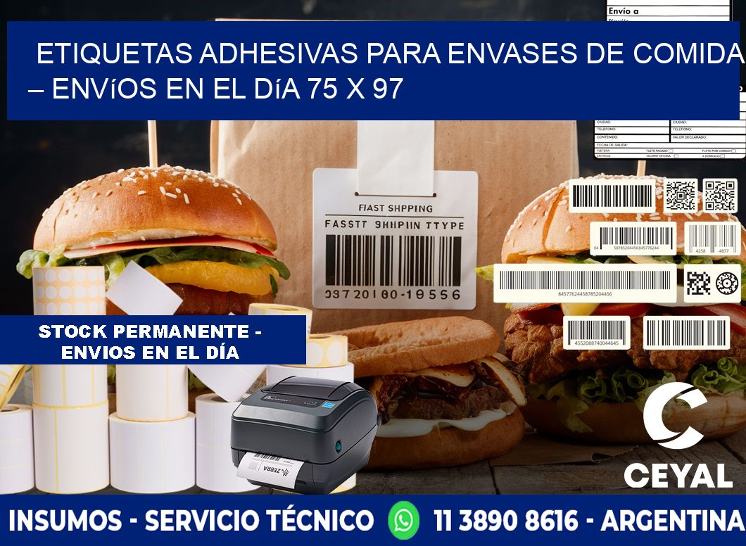 Etiquetas adhesivas para envases de comida – Envíos en el día 75 x 97