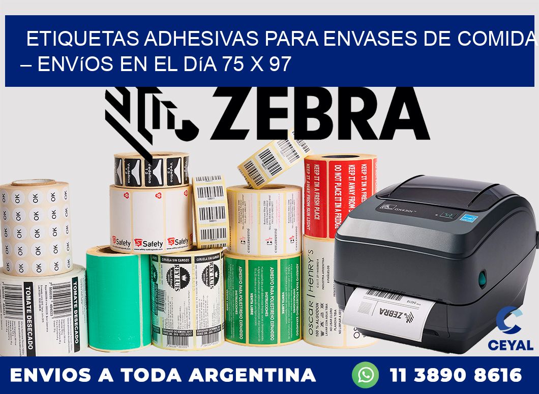 Etiquetas adhesivas para envases de comida – Envíos en el día 75 x 97