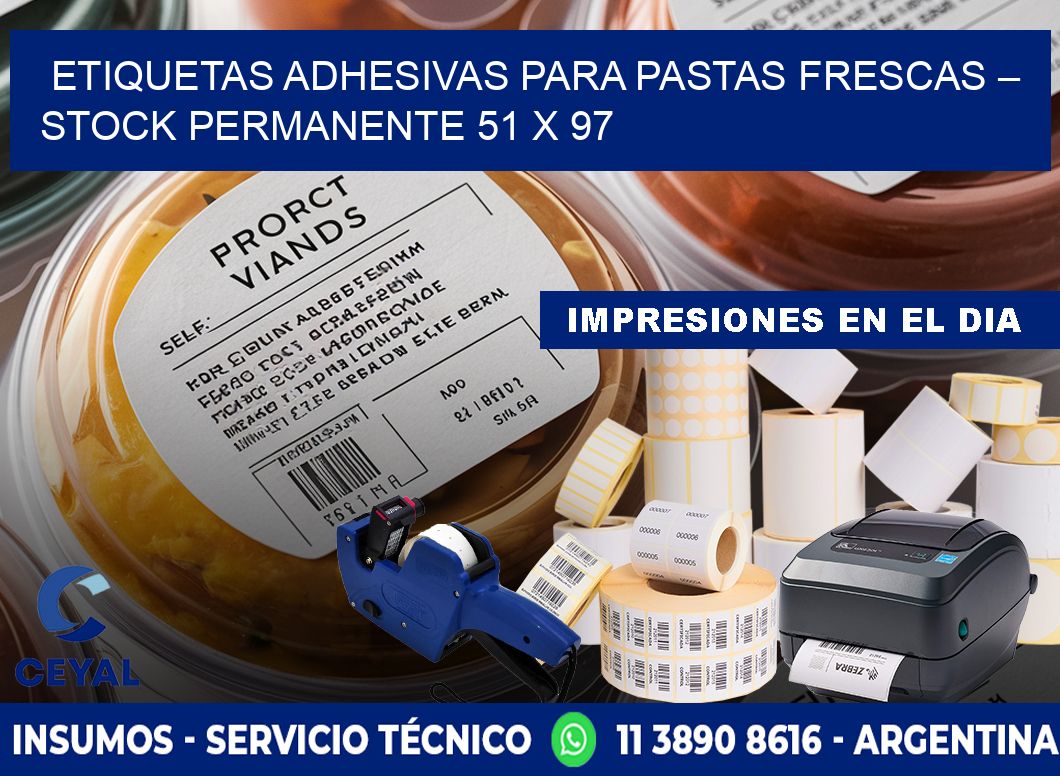 Etiquetas adhesivas para pastas frescas – Stock permanente 51 x 97