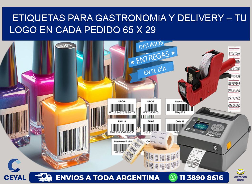 Etiquetas para Gastronomía y Delivery – Tu Logo en Cada Pedido 65 x 29