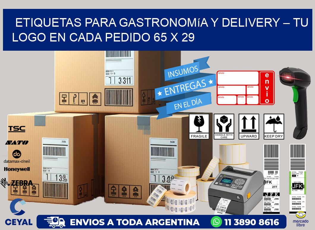 Etiquetas para Gastronomía y Delivery – Tu Logo en Cada Pedido 65 x 29