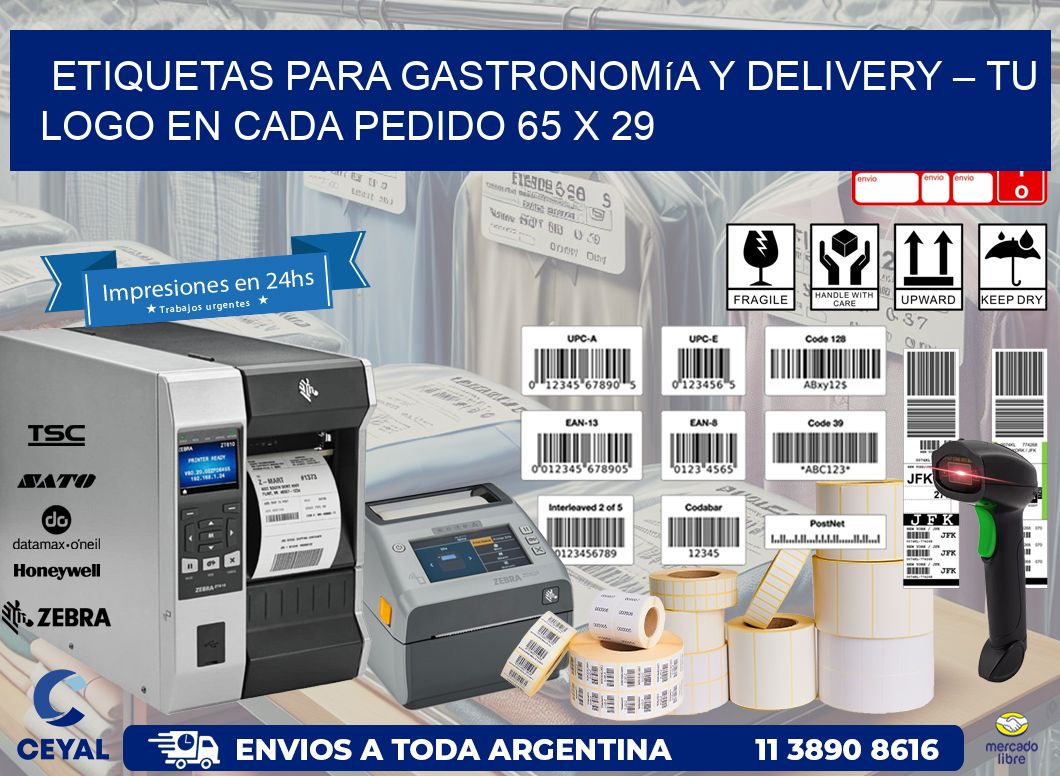 Etiquetas para Gastronomía y Delivery – Tu Logo en Cada Pedido 65 x 29