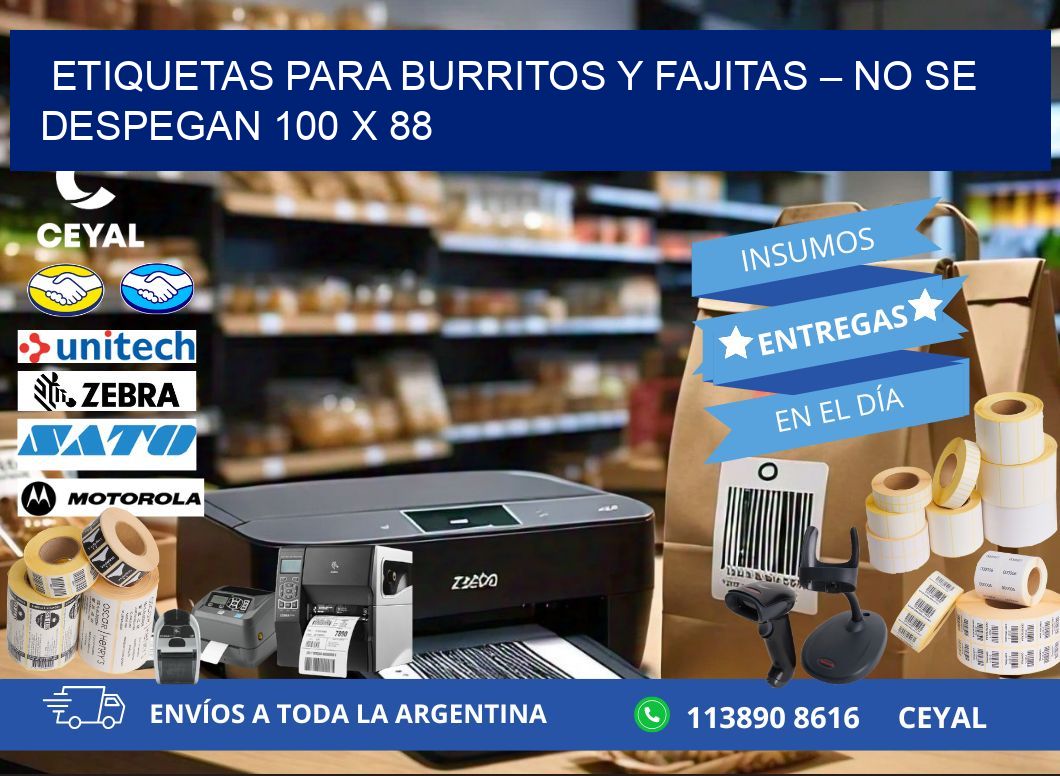 Etiquetas para burritos y fajitas – No se despegan 100 x 88