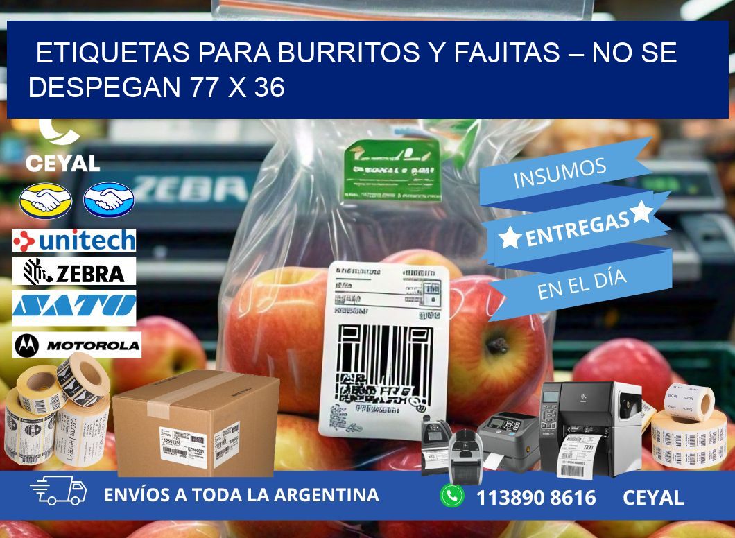 Etiquetas para burritos y fajitas – No se despegan 77 x 36