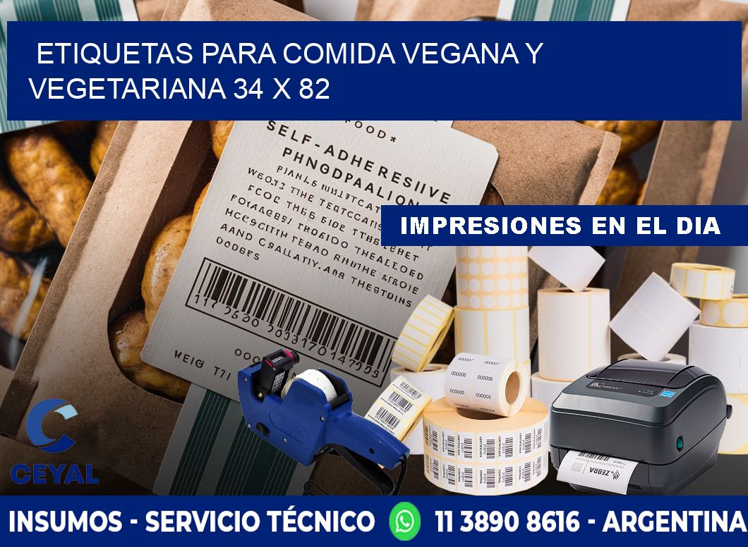 Etiquetas para comida vegana y vegetariana 34 x 82