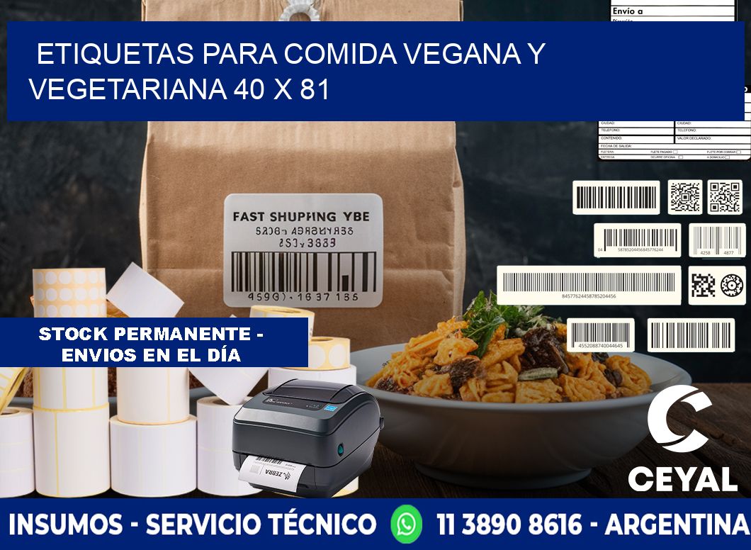 Etiquetas para comida vegana y vegetariana 40 x 81