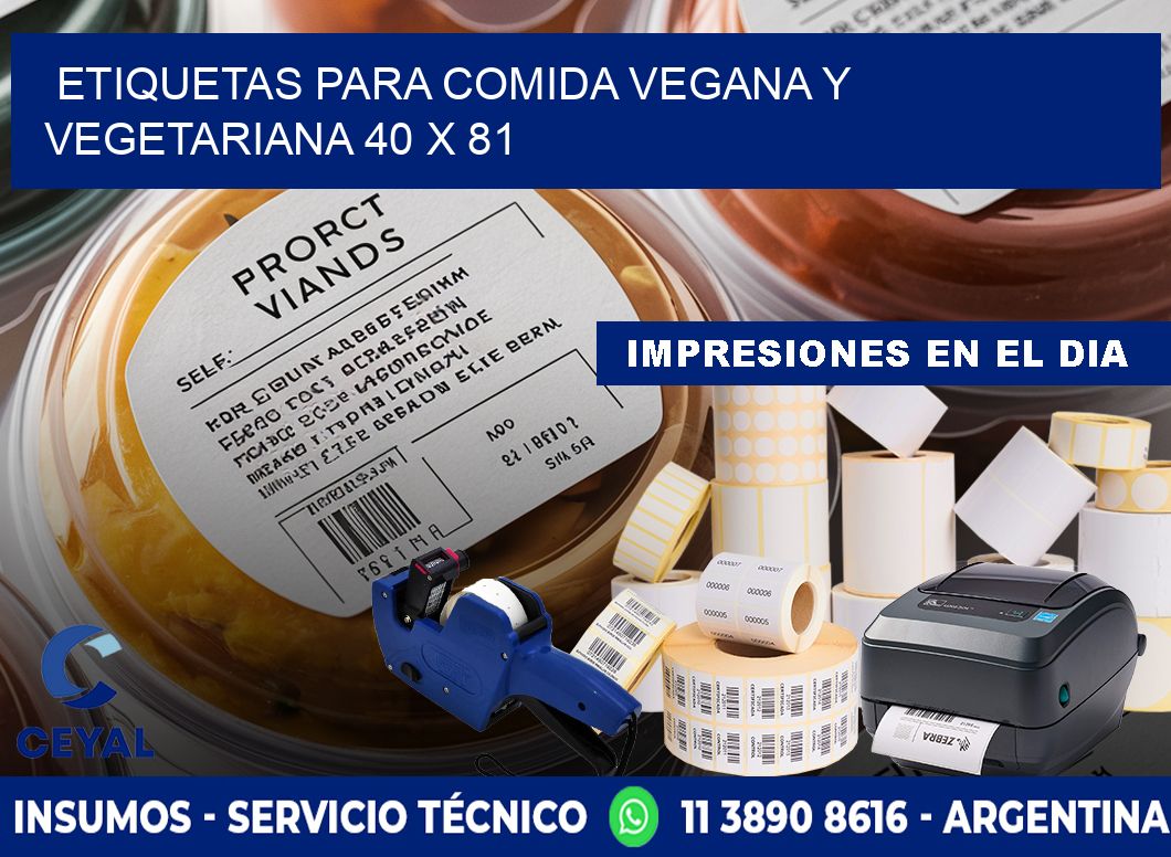 Etiquetas para comida vegana y vegetariana 40 x 81