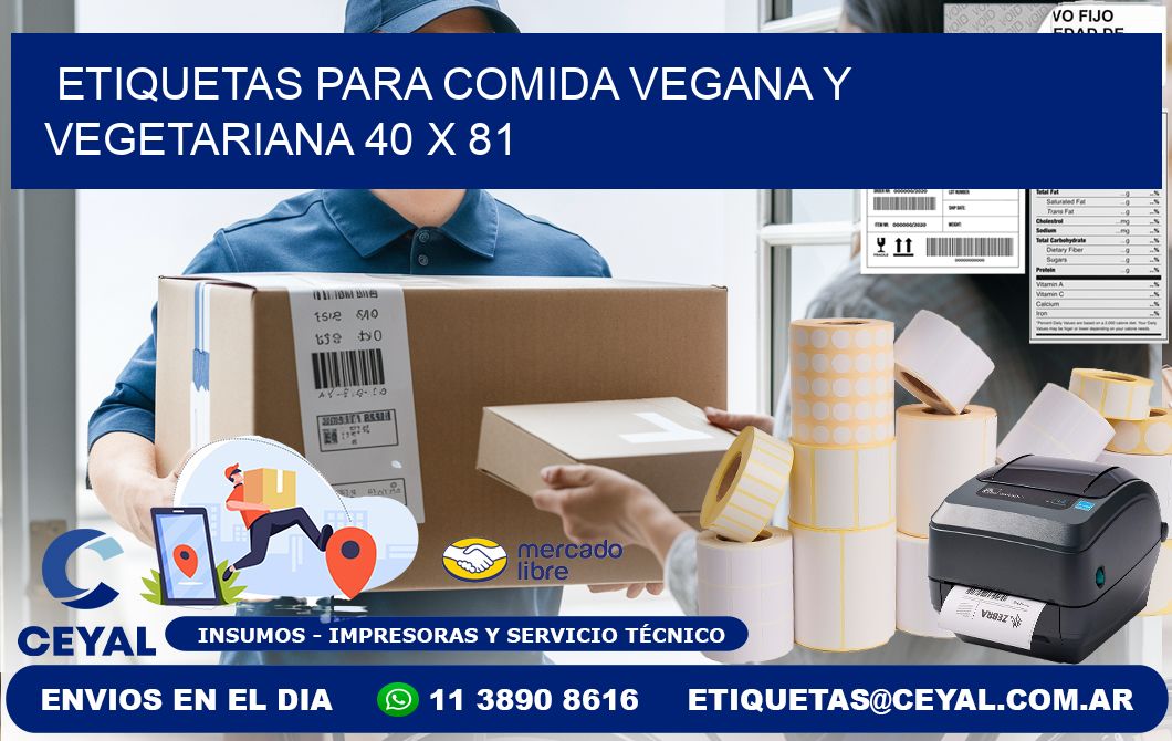 Etiquetas para comida vegana y vegetariana 40 x 81