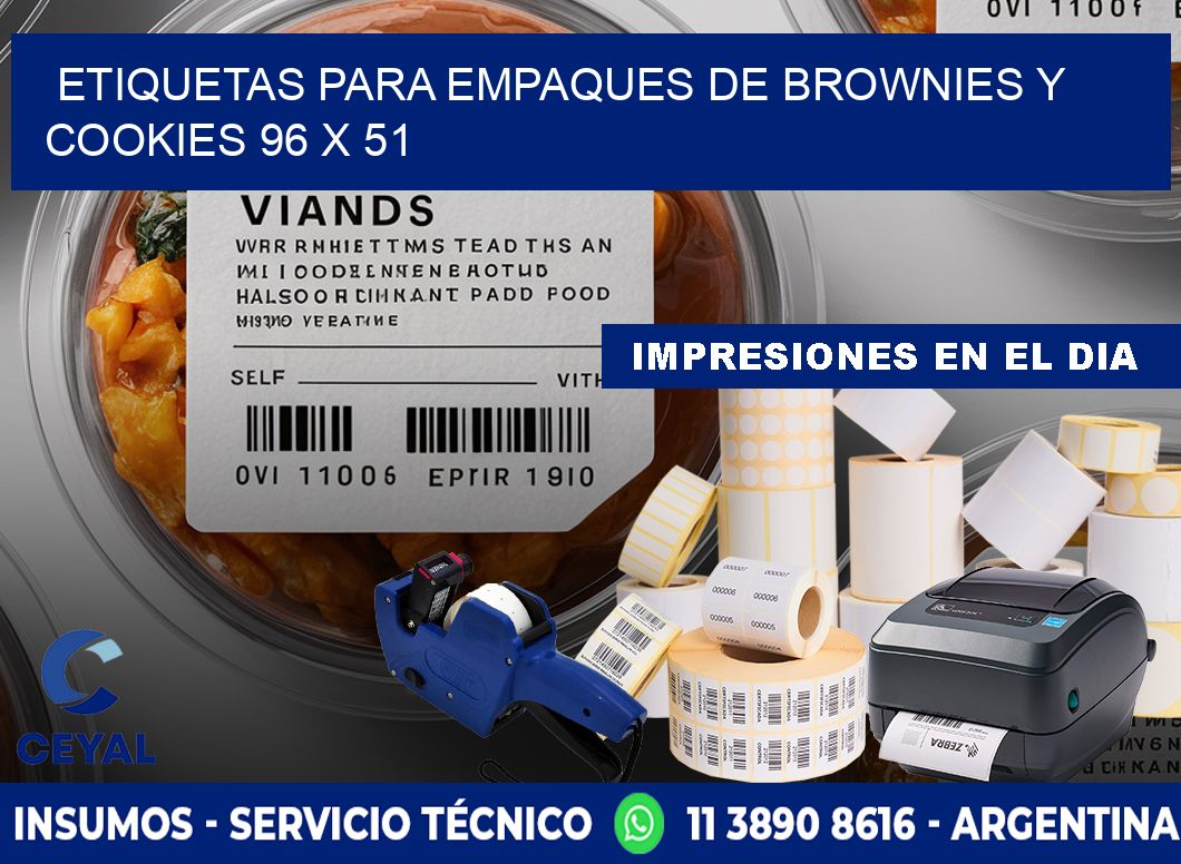 Etiquetas para empaques de brownies y cookies 96 x 51