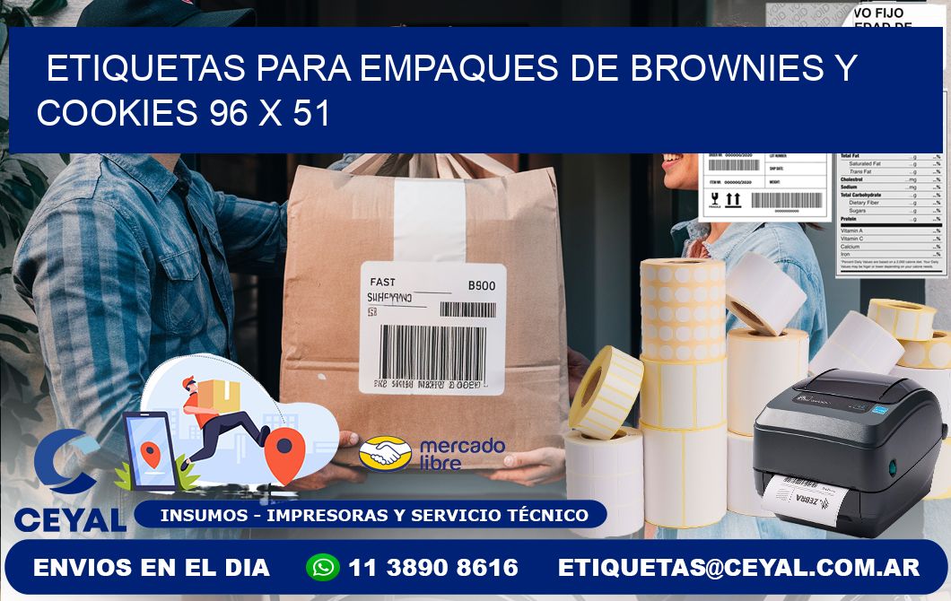 Etiquetas para empaques de brownies y cookies 96 x 51