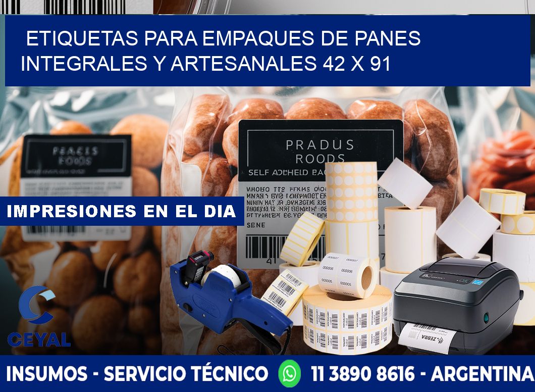 Etiquetas para empaques de panes integrales y artesanales 42 x 91