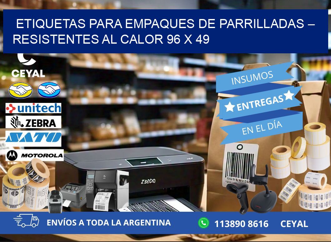 Etiquetas para empaques de parrilladas – Resistentes al calor 96 x 49