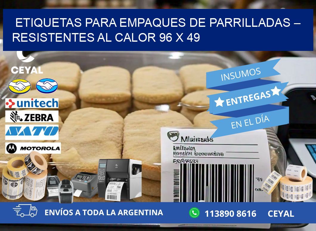 Etiquetas para empaques de parrilladas – Resistentes al calor 96 x 49