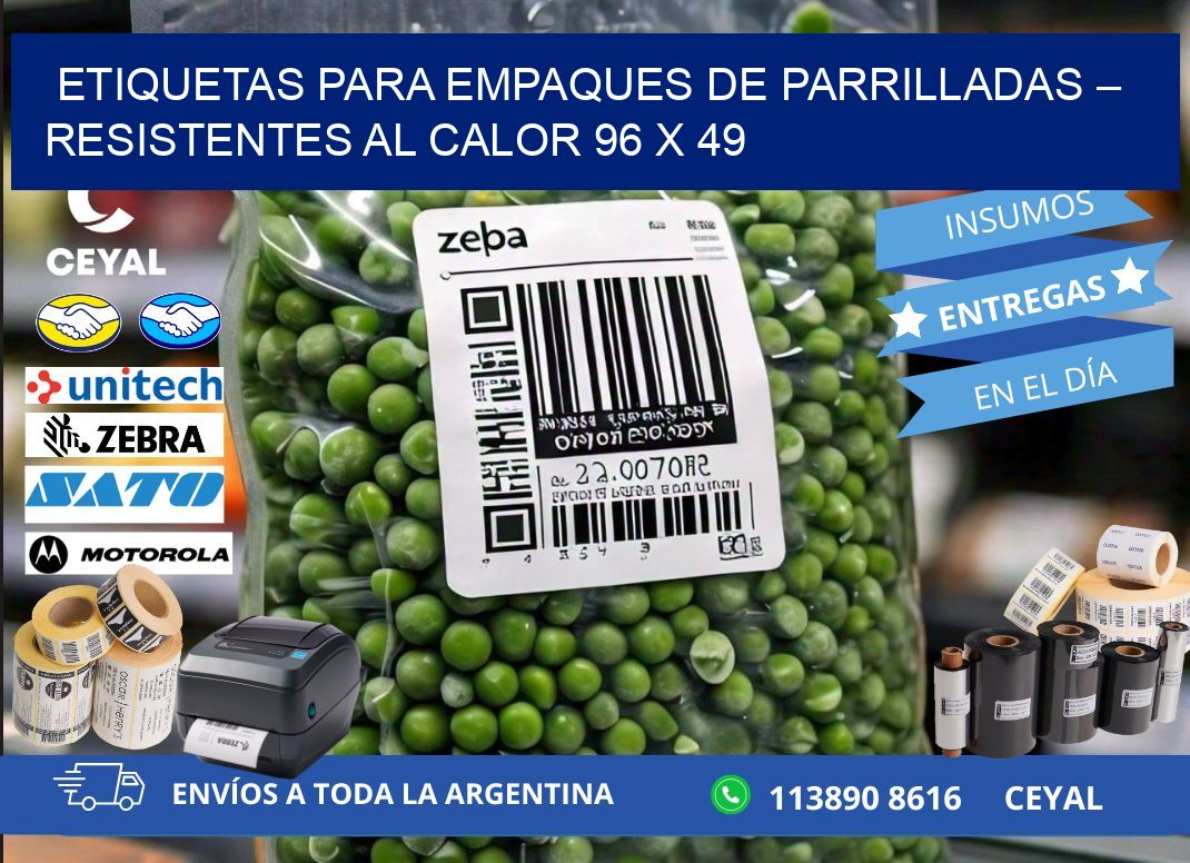 Etiquetas para empaques de parrilladas – Resistentes al calor 96 x 49