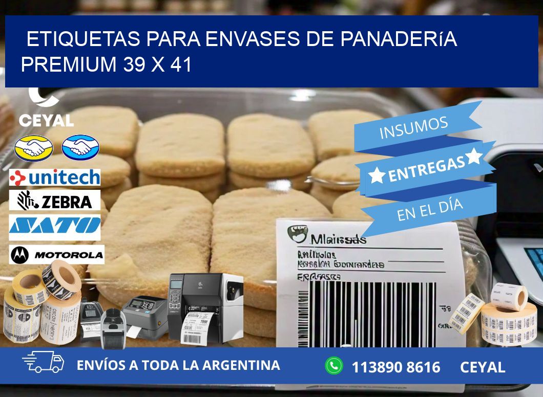 Etiquetas para envases de panadería premium 39 x 41