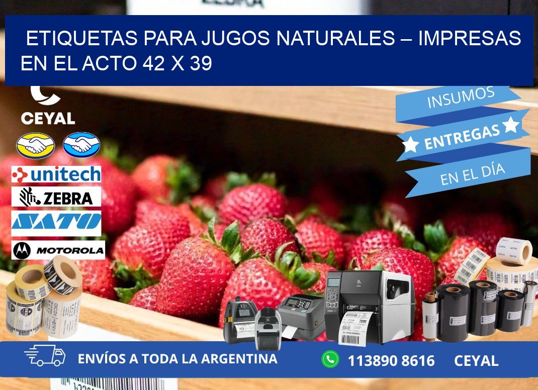 Etiquetas para jugos naturales – Impresas en el acto 42 x 39