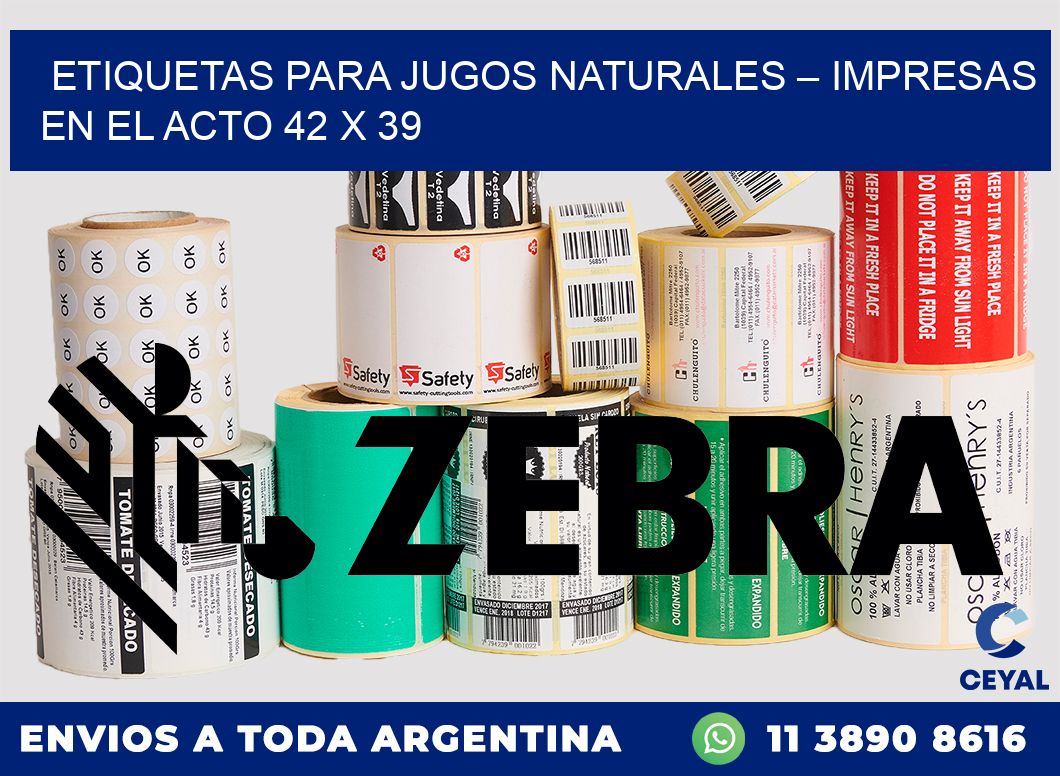 Etiquetas para jugos naturales – Impresas en el acto 42 x 39