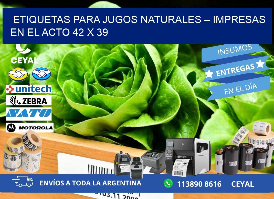 Etiquetas para jugos naturales – Impresas en el acto 42 x 39