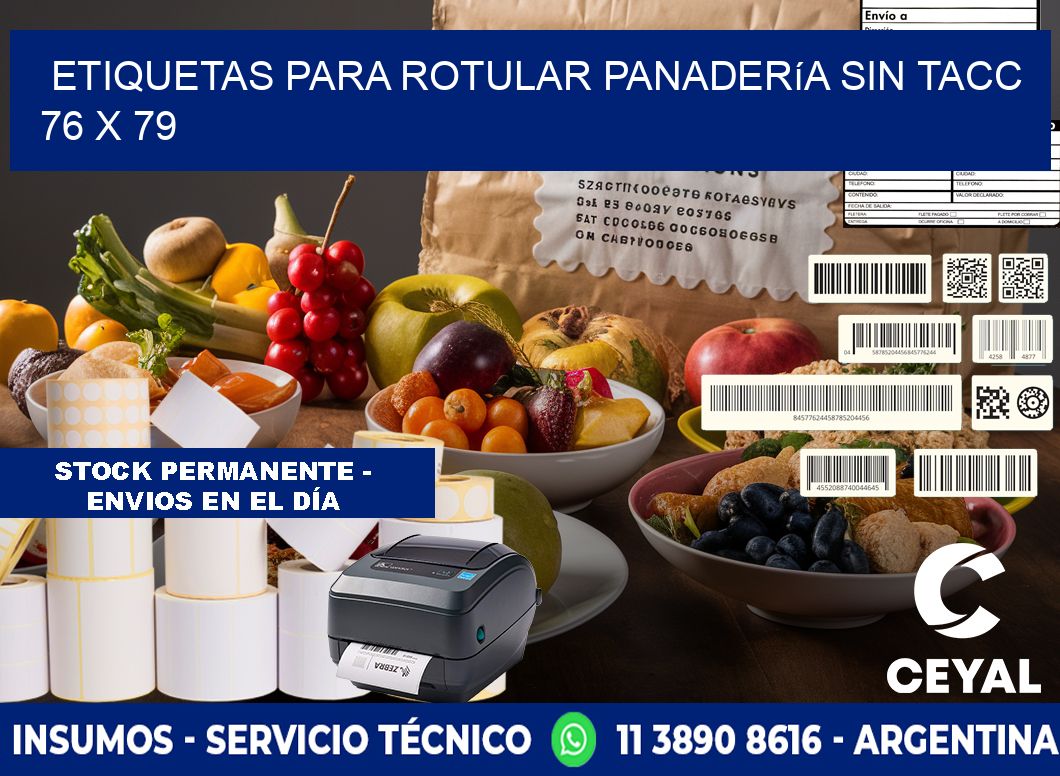 Etiquetas para rotular panadería sin TACC 76 x 79