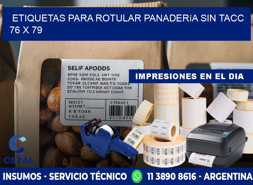 Etiquetas para rotular panadería sin TACC 76 x 79