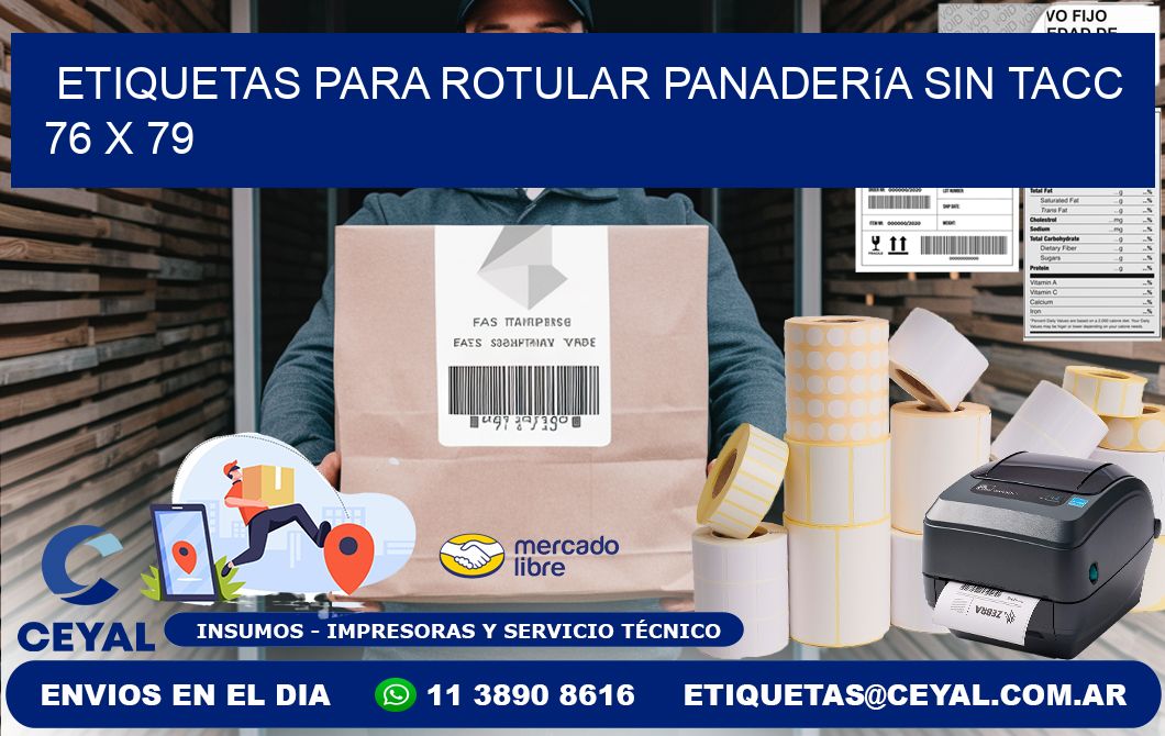 Etiquetas para rotular panadería sin TACC 76 x 79