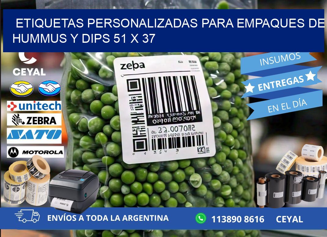 Etiquetas personalizadas para empaques de hummus y dips 51 x 37