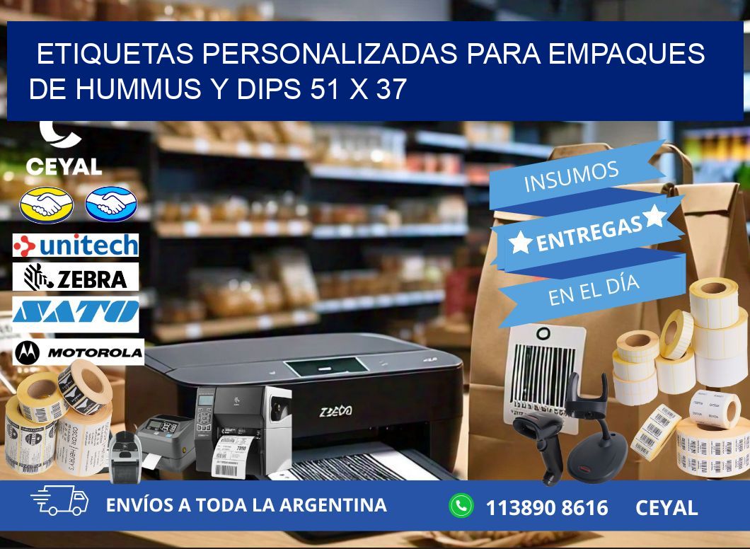 Etiquetas personalizadas para empaques de hummus y dips 51 x 37