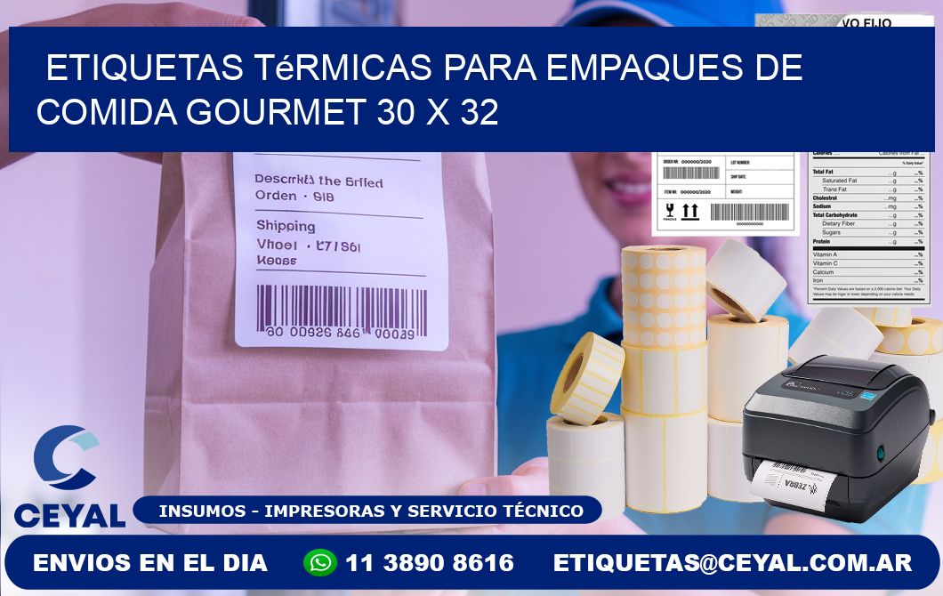 Etiquetas térmicas para empaques de comida gourmet 30 x 32