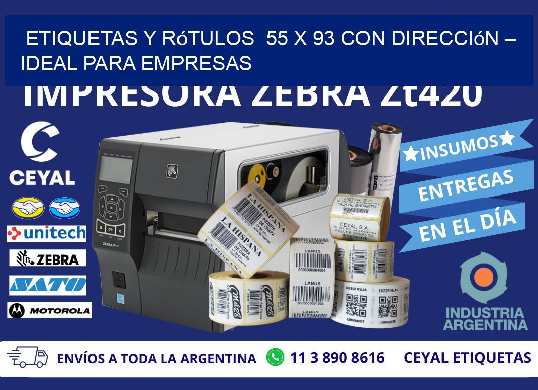 Etiquetas y Rótulos  55 x 93 con Dirección – Ideal para Empresas