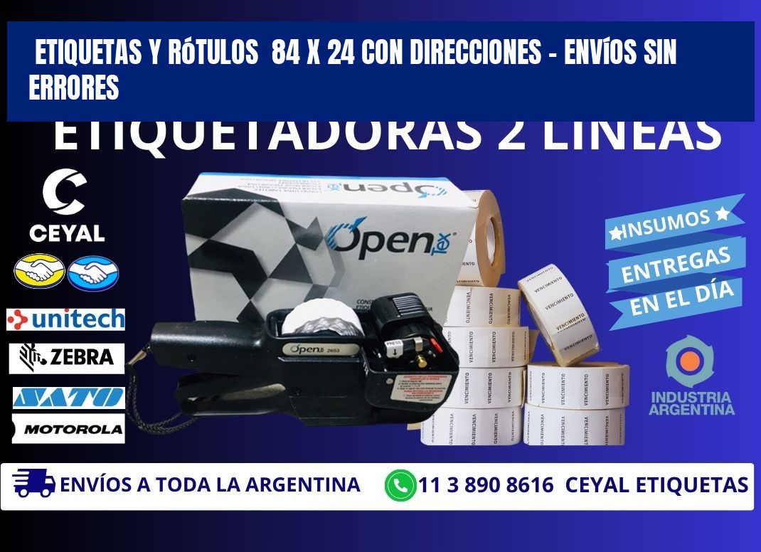 Etiquetas y Rótulos  84 x 24 con Direcciones – Envíos sin Errores