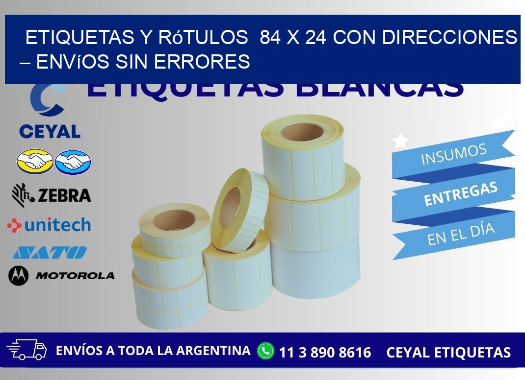 Etiquetas y Rótulos  84 x 24 con Direcciones – Envíos sin Errores