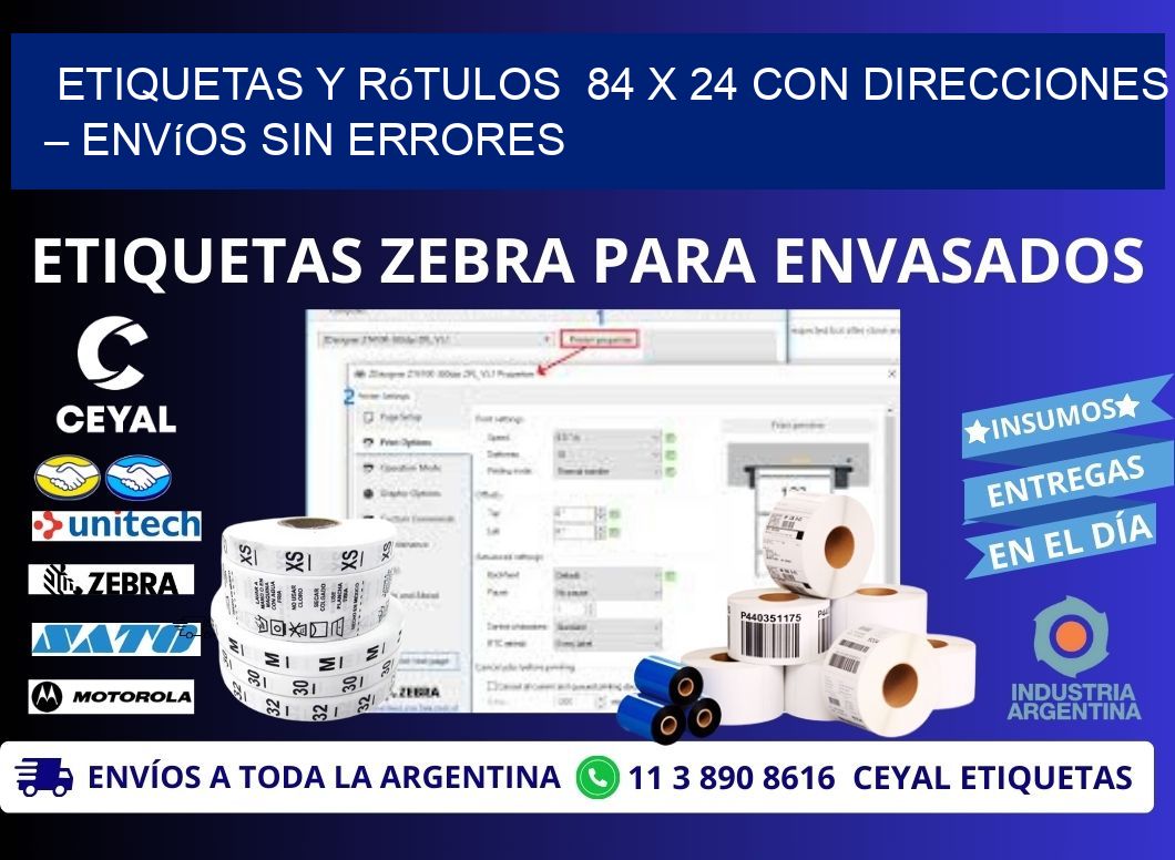 Etiquetas y Rótulos  84 x 24 con Direcciones – Envíos sin Errores