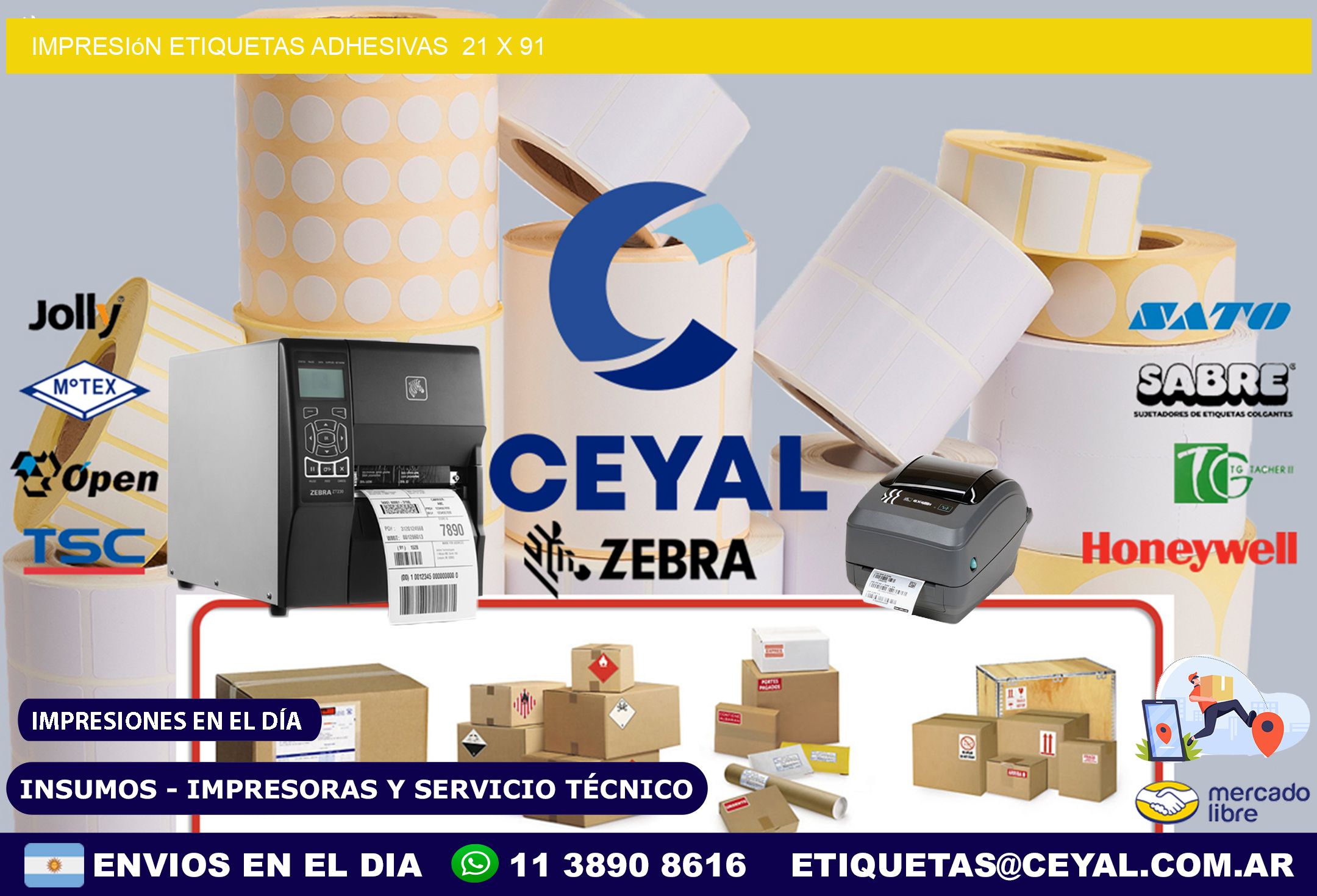 Impresión Etiquetas adhesivas  21 x 91