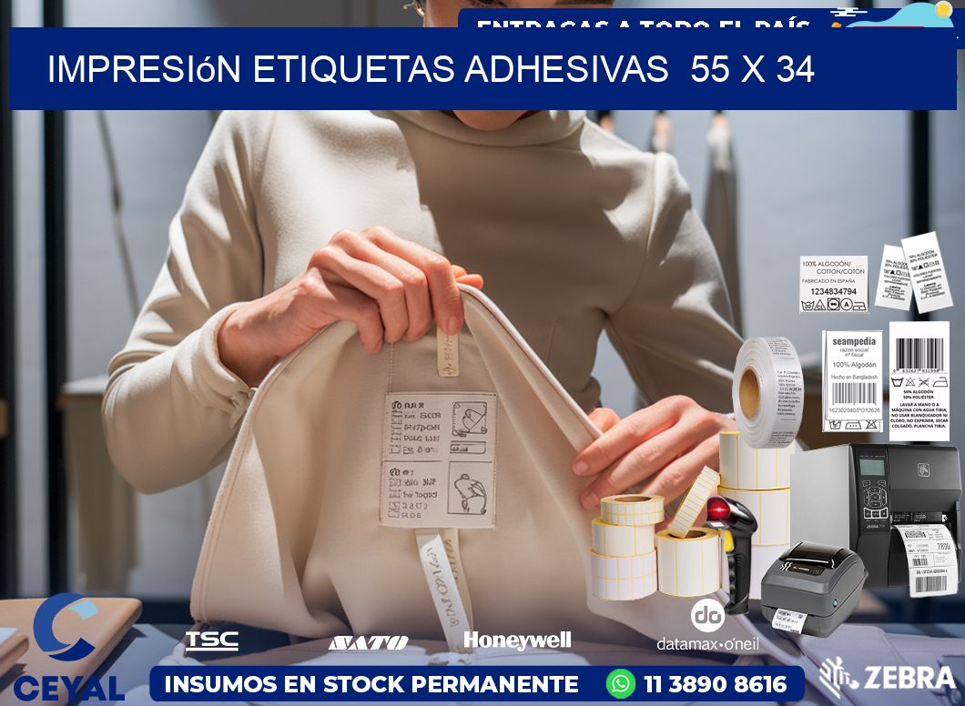 Impresión Etiquetas adhesivas  55 x 34