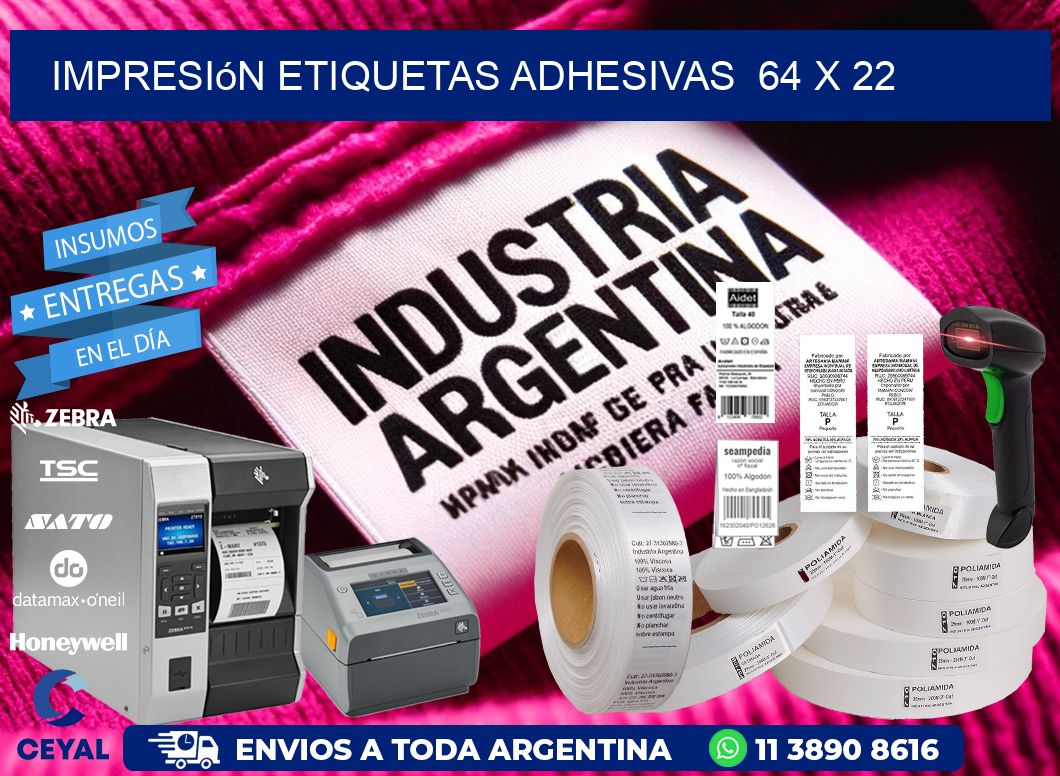 Impresión Etiquetas adhesivas 64 x 22