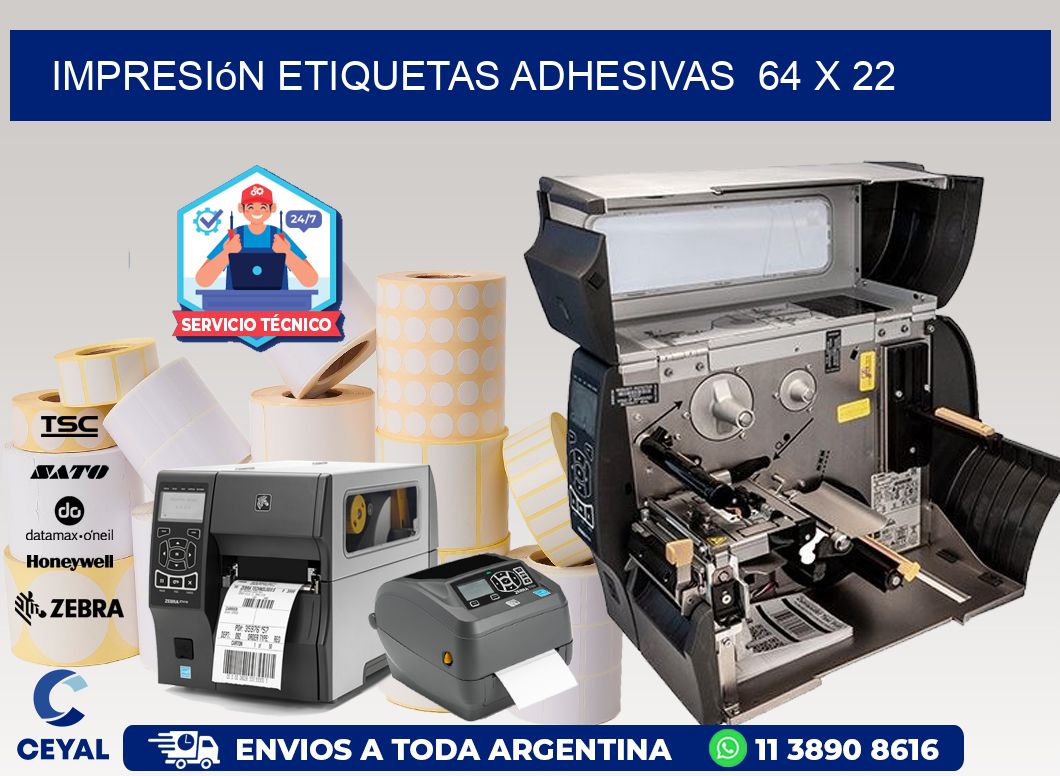 Impresión Etiquetas adhesivas 64 x 22