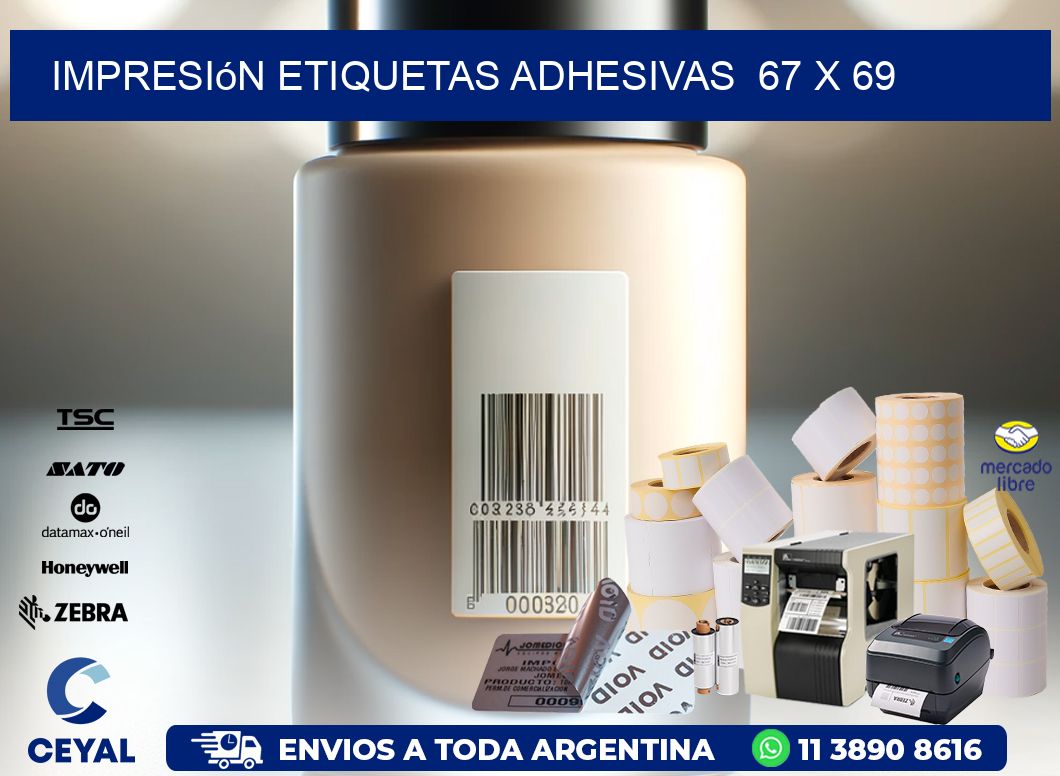 Impresión Etiquetas adhesivas  67 x 69