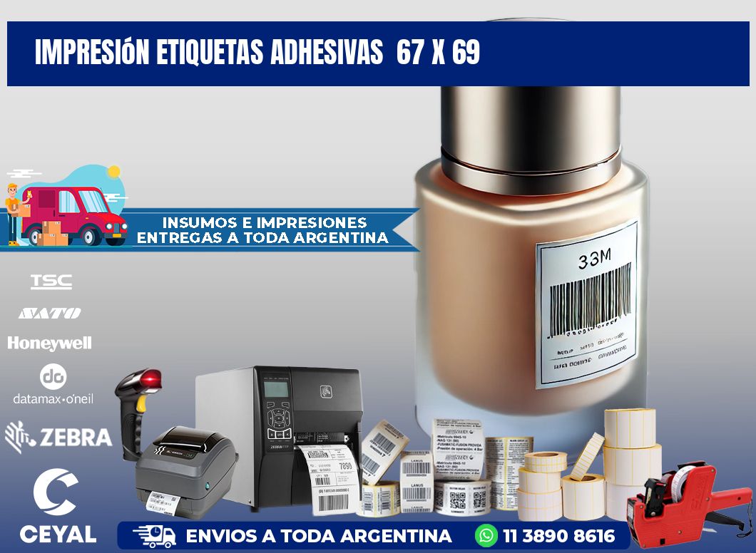 Impresión Etiquetas adhesivas  67 x 69