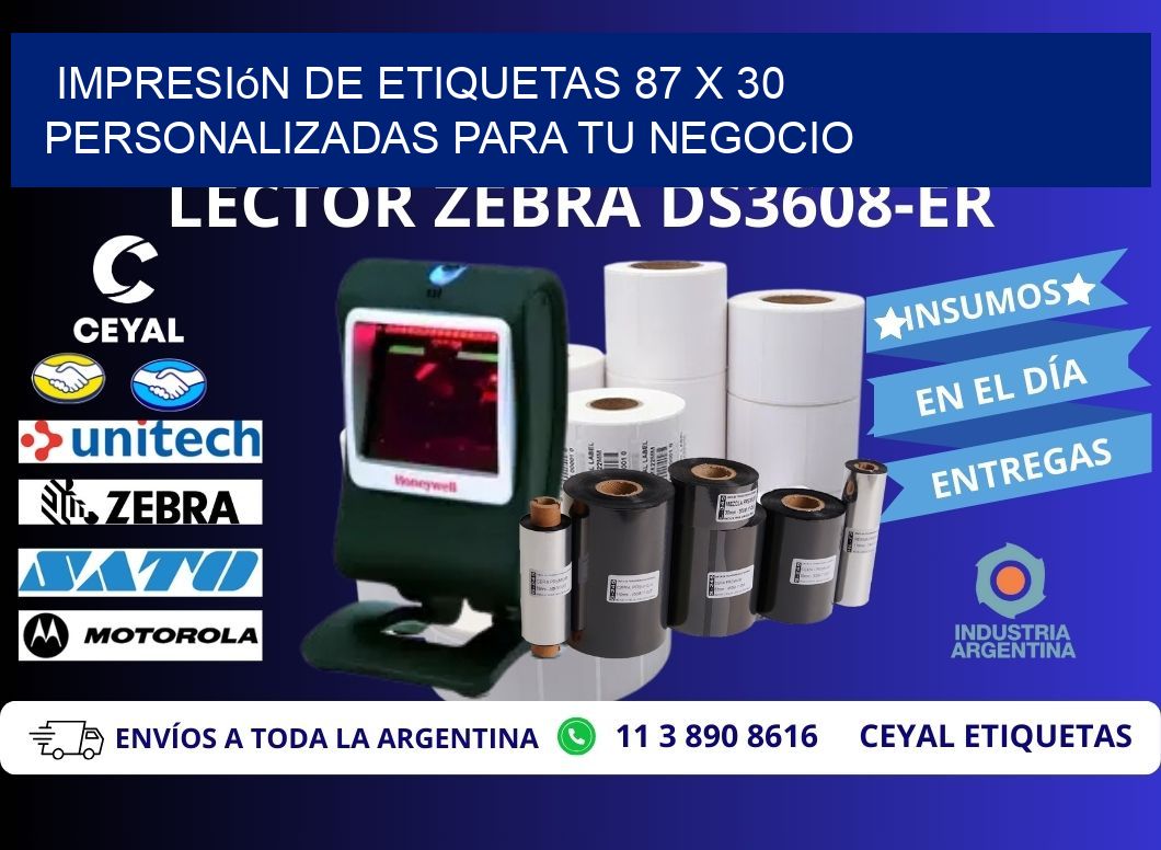 Impresión de Etiquetas 87 x 30 Personalizadas para tu Negocio