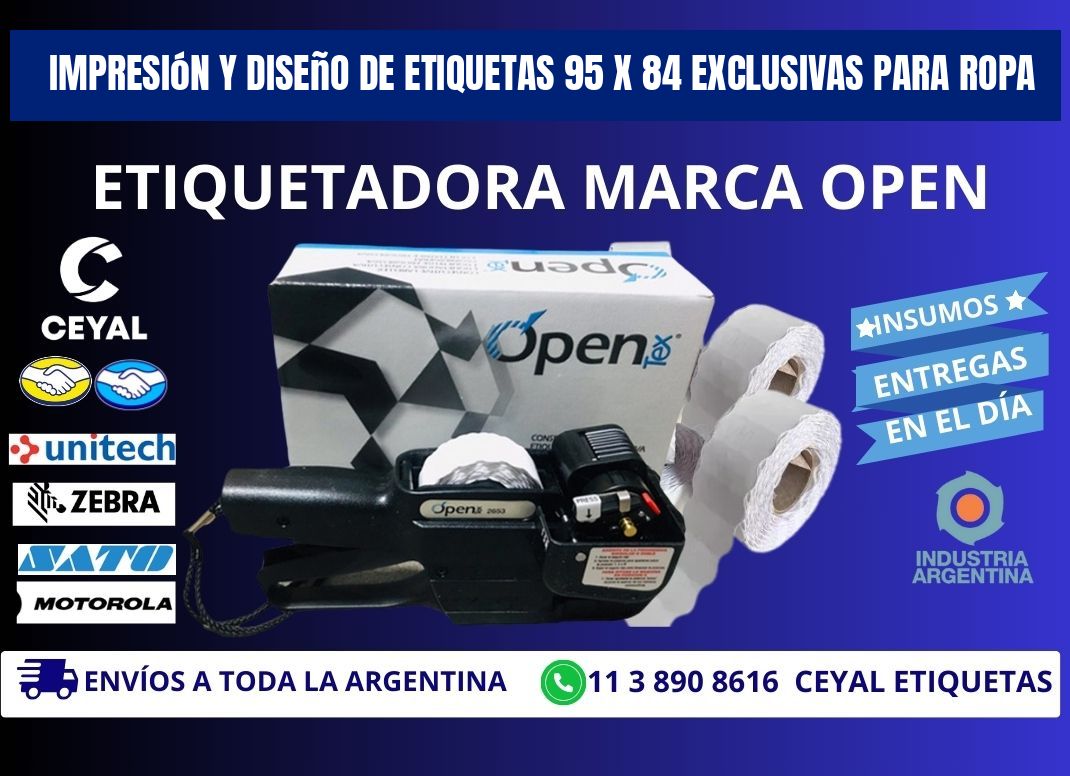 Impresión y Diseño de Etiquetas 95 x 84 Exclusivas para Ropa