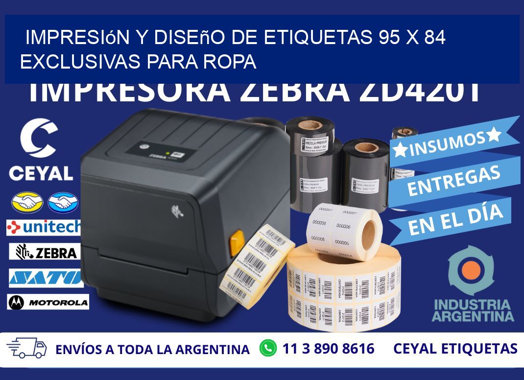 Impresión y Diseño de Etiquetas 95 x 84 Exclusivas para Ropa