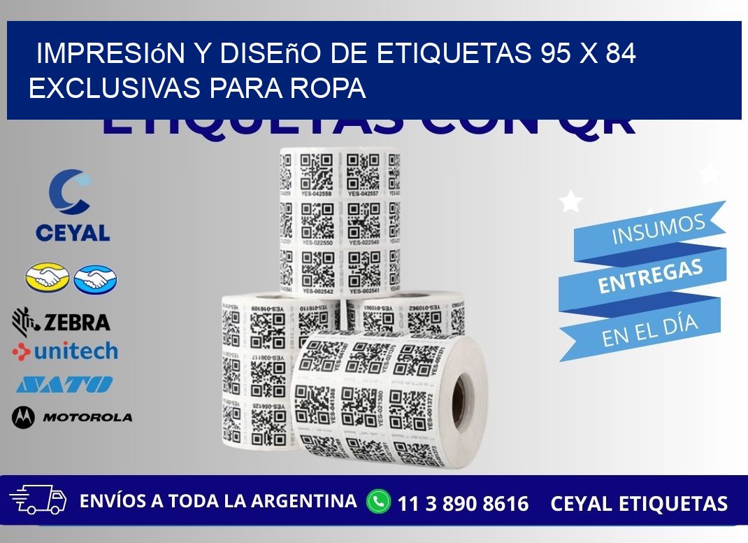 Impresión y Diseño de Etiquetas 95 x 84 Exclusivas para Ropa