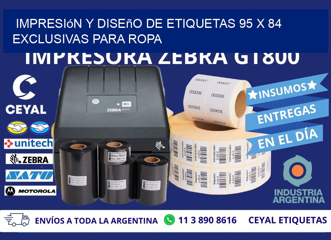 Impresión y Diseño de Etiquetas 95 x 84 Exclusivas para Ropa