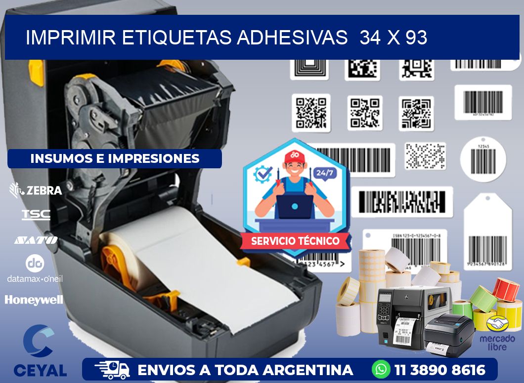 Imprimir Etiquetas adhesivas  34 x 93