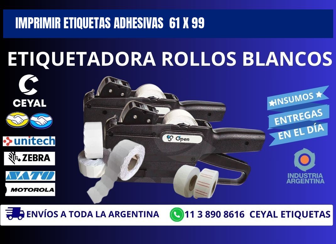 Imprimir Etiquetas adhesivas  61 x 99