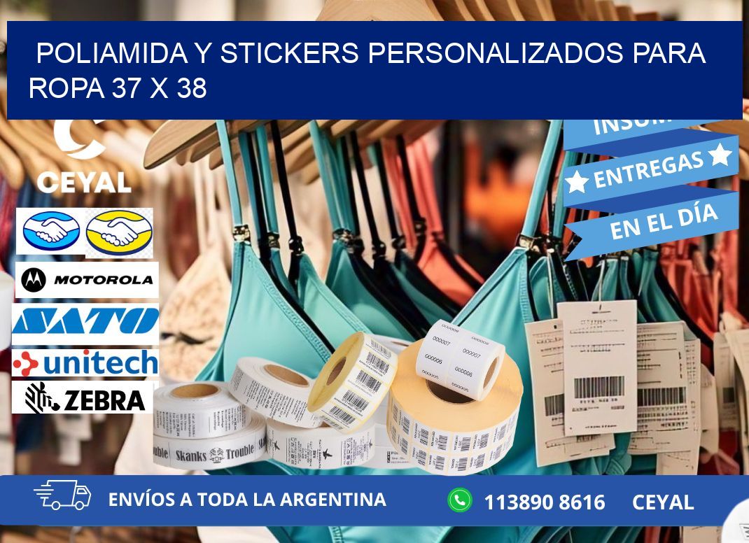 POLIAMIDA Y STICKERS PERSONALIZADOS PARA ROPA 37 x 38