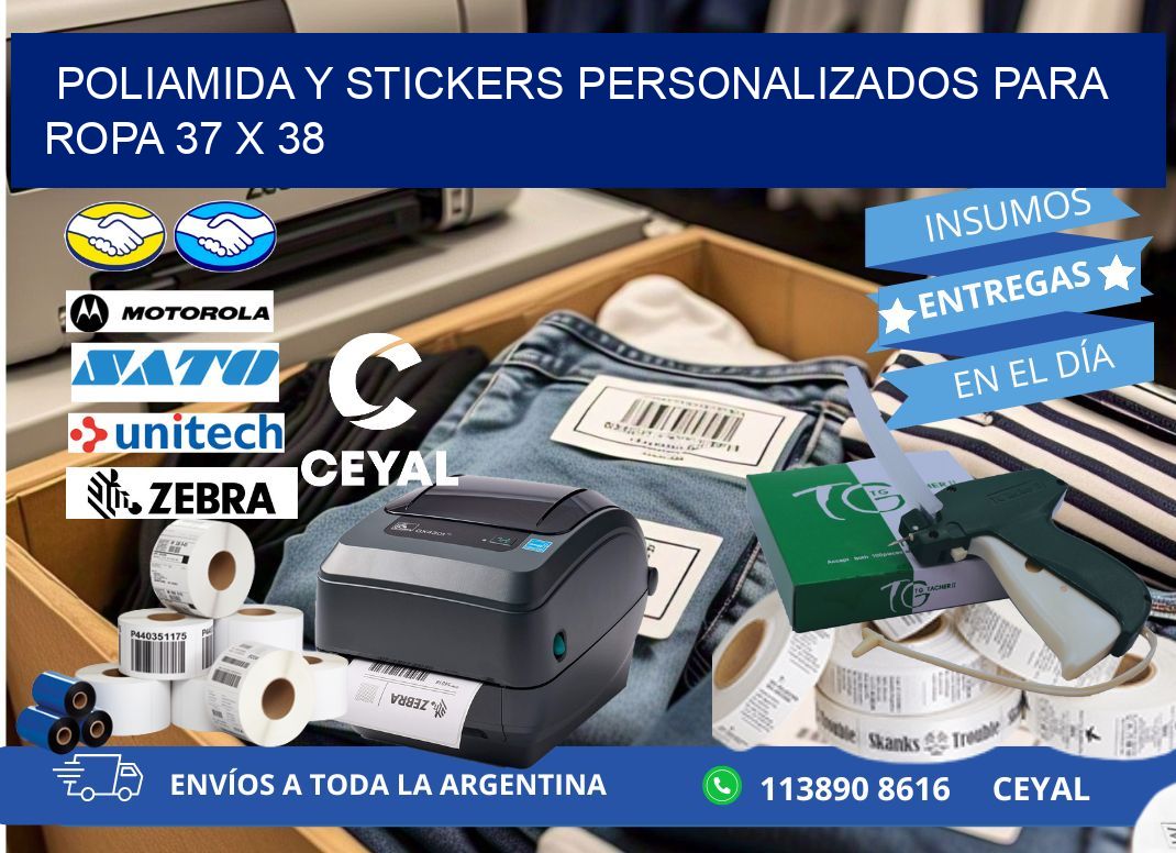 POLIAMIDA Y STICKERS PERSONALIZADOS PARA ROPA 37 x 38