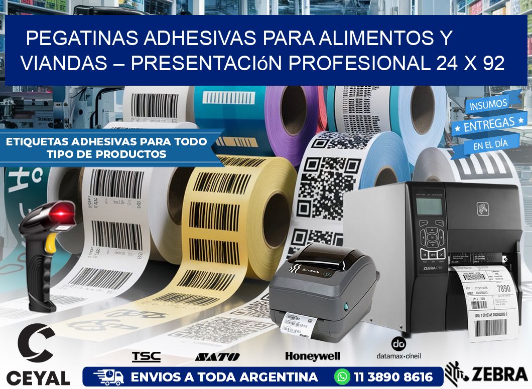 Pegatinas Adhesivas para Alimentos y Viandas – Presentación Profesional 24 x 92