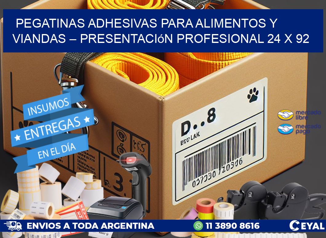 Pegatinas Adhesivas para Alimentos y Viandas – Presentación Profesional 24 x 92